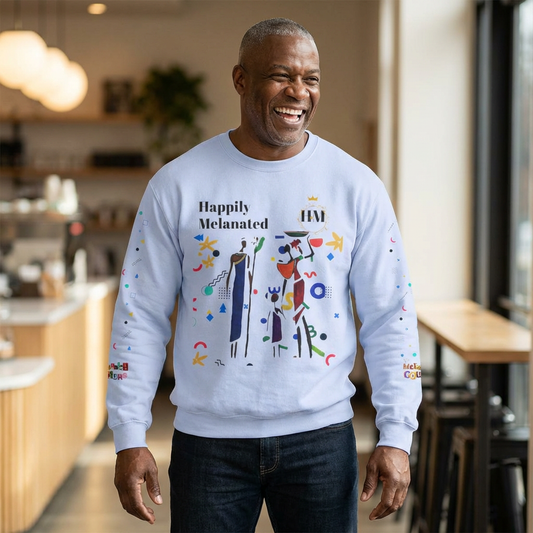 Bold Ethnic Unisex Light Weight Crewneck, Hand-drawn Tribal Family Doodle Design