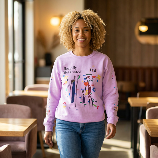 Bold Ethnic Unisex Light Weight Crewneck, Hand-drawn Tribal Family Doodle Design