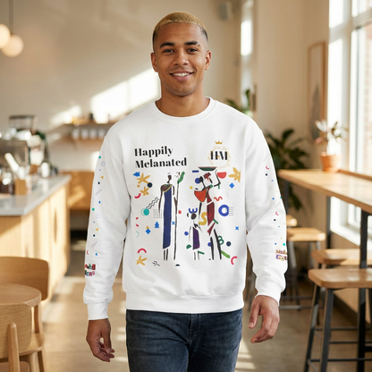 Bold Ethnic Unisex Light Weight Crewneck, Hand-drawn Tribal Family Doodle Design