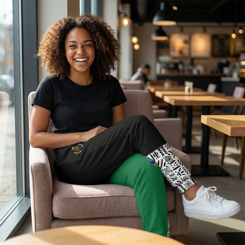 Handcrafted Afro Music Cartoon Art Athletic Joggers, Unisex Sweatpants