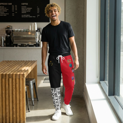 Handcrafted Afro Music Cartoon Art Athletic Joggers, Unisex Sweatpants, African Dance Jogging Pants