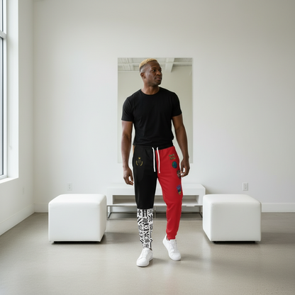 Handcrafted Afro Music Cartoon Art Athletic Joggers, Unisex Sweatpants, African Dance Jogging Pants
