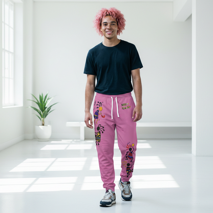 Kokopelli Dance Pink Athletic Unisex Joggers — Afro-Caribbean Music Art