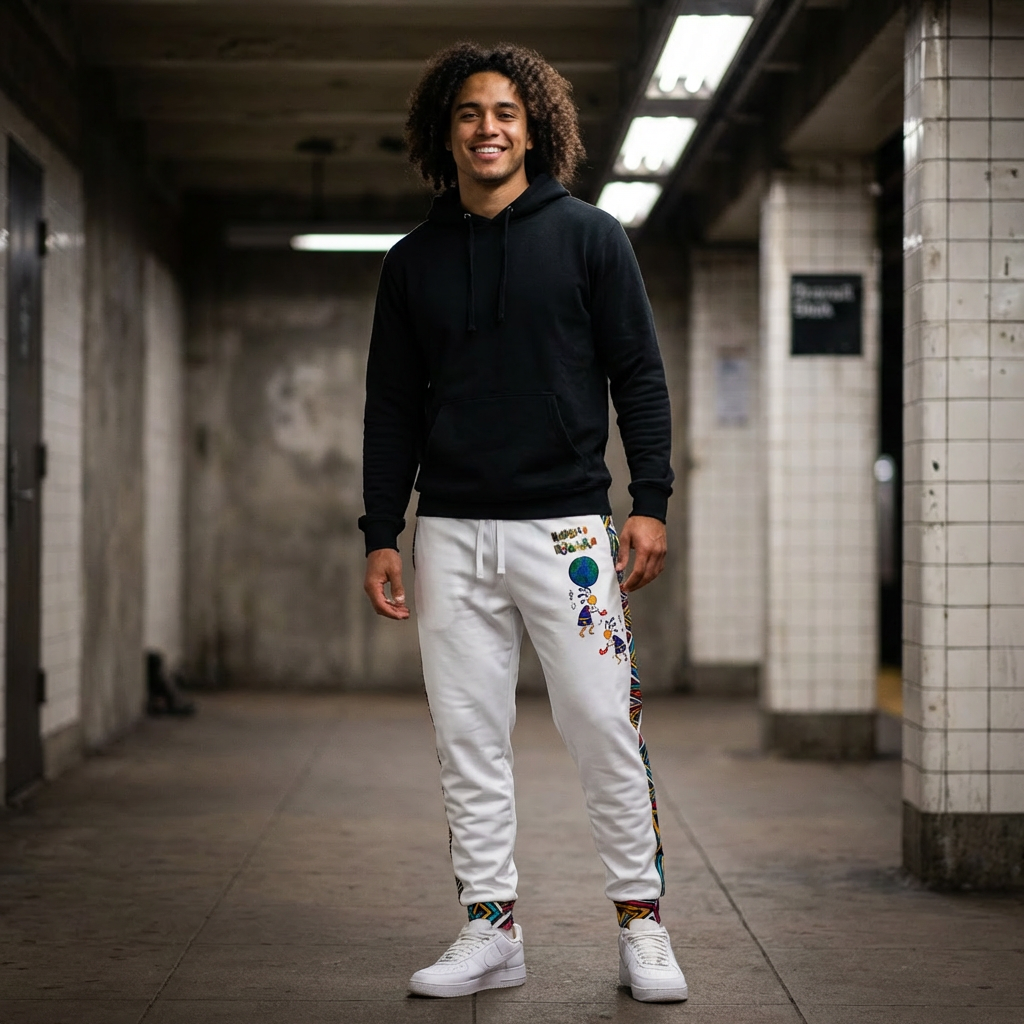 Afro Music Cartoon Art Athletic Joggers, Unisex Sweatpants, African Dance Jogging Pants