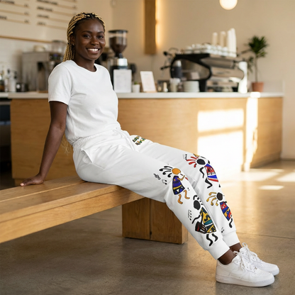 Handcrafted Afro Music Cartoon Art Athletic Joggers, Unisex Sweatpants