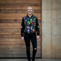 Monster Themed Cartoon Colorful Graphic Women's Jacket, Trendy Outerwear Printify