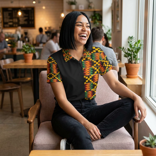 Kente Pattern Polo Shirt — Unisex African Print Short Sleeve Polo