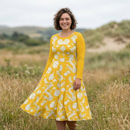 Dragon Print Long Sleeve Dance Dress | Boho Style, Dance Wear, Vintage Inspired