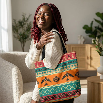 Southwestern Pattern Tote Bag - Native-Inspired Aztec Eagle Print