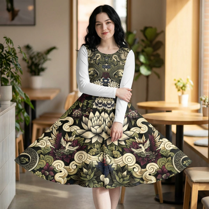 Floral Print Long Sleeve Dance Dress, Perfect for Parties, Dance Recitals, Spring Celebrations