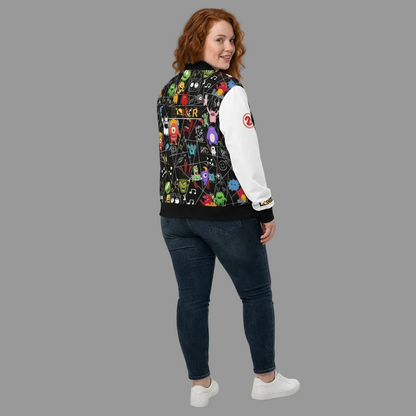 Monster Themed Cartoon Colorful Graphic Women's Jacket, Trendy Outerwear
