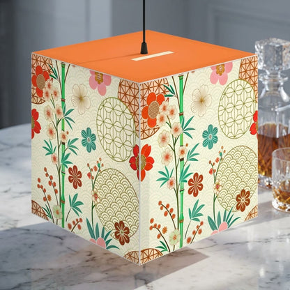 Japanese Floral Cube Lamp — Vintage Sakura Pattern Light Cube