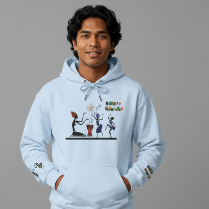 Ethnic Streetwear Unisex Heavy Blend, Hand-Drawn Tribal Music Art, Daily Wear