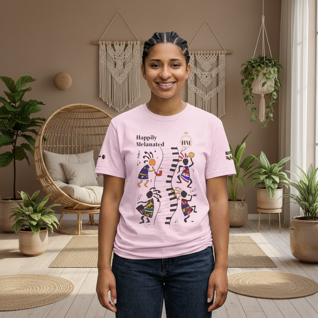 Afro Music, Piano Graphic Unisex Tee, Hand Drawn Music Shirt, Jazz Lover Gift, Musical Art Printify