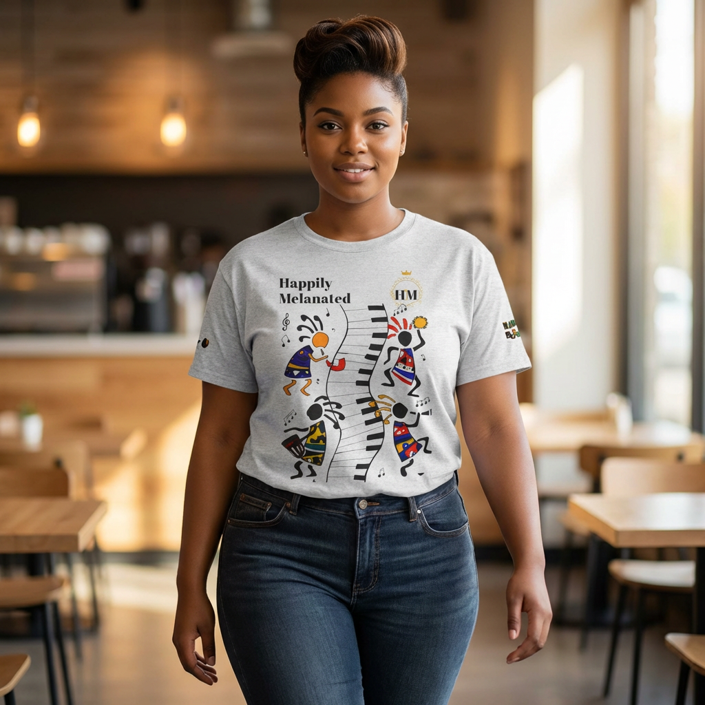 Afro Music, Piano Graphic Unisex Tee, Hand Drawn Music Shirt, Jazz Lover Gift, Musical Art Printify