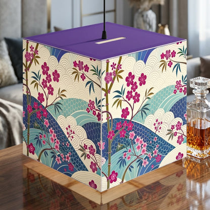 Japanese Floral Wave Light Cube Lamp — Cherry Blossom Ambient Night Light