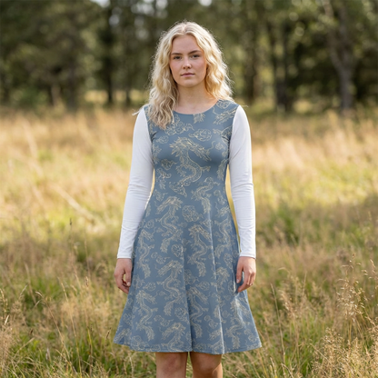 Elegant Women's Long Sleeve Dance Dress, Ballet Dress, Floral Print Dress, Dancewear