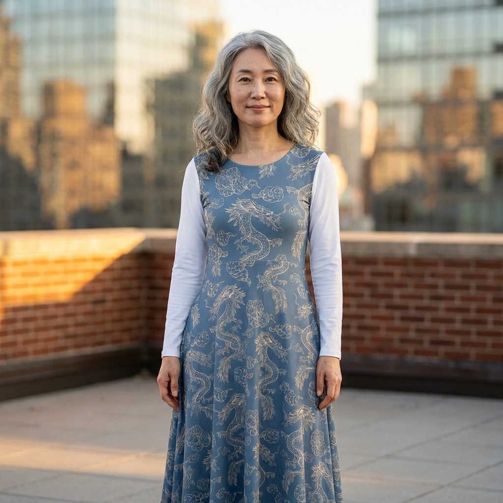 Elegant Women's Long Sleeve Dance Dress, Ballet Dress, Floral Print Dress, Dancewear