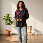 Haiti Flag Themed Graphic Unisex Color Block Long Sleeve Jersey