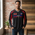 Haiti Flag Themed Graphic Unisex Color Block Long Sleeve Jersey
