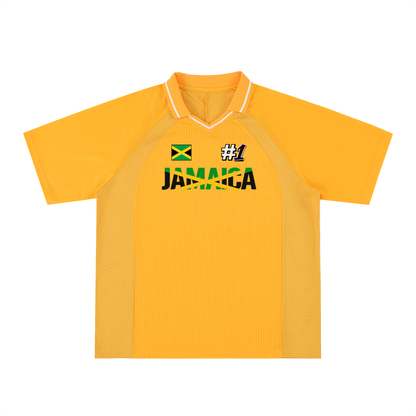Jamaican Flag Themed Graphic V-Neck Soccer Jersey