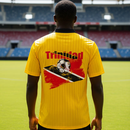 Trinidad Flag Themed Contrast Collar Striped Soccer Unisex Jersey