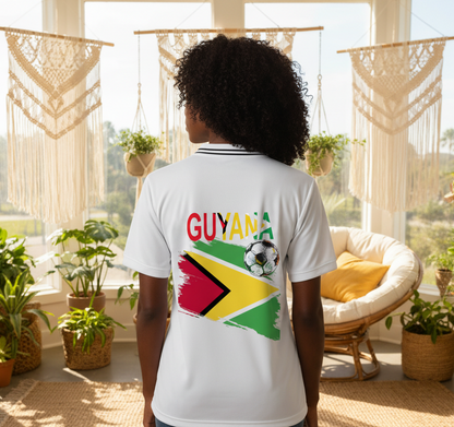 Guyana Flag Themed Unisex Graphic Striped V-Neck Soccer Jersey
