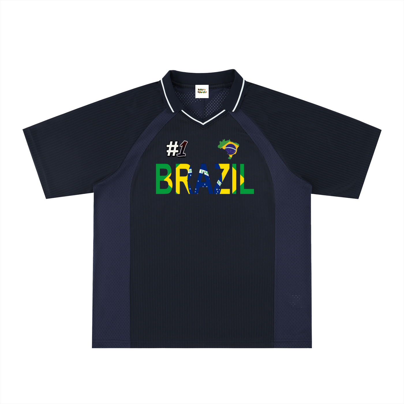 Brazil Flag Themed Striped V-Neck Soccer Jersey