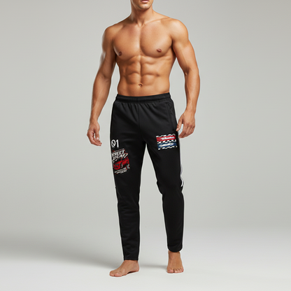 Nascar Race Themed Graphic Side Striped Unisex Running Pants
