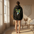 Brazil Flag Themed Graphic Unisex  Oversize Fleeced Hoodie ODMPOD