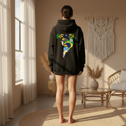 Brazil Flag Themed Graphic Unisex  Oversize Fleeced Hoodie