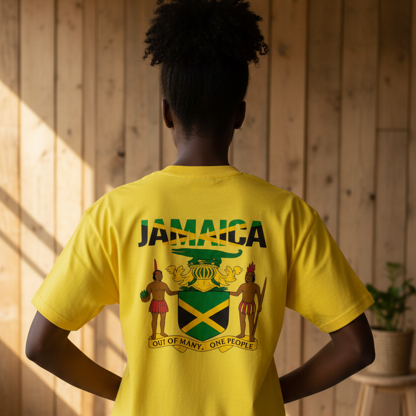Jamaica Flag Art Themed Graphic Boxy Oversized Unisex T-Shirt