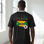 Grenada Flag Themed Graphic Stripe Collared Soccer Jersey