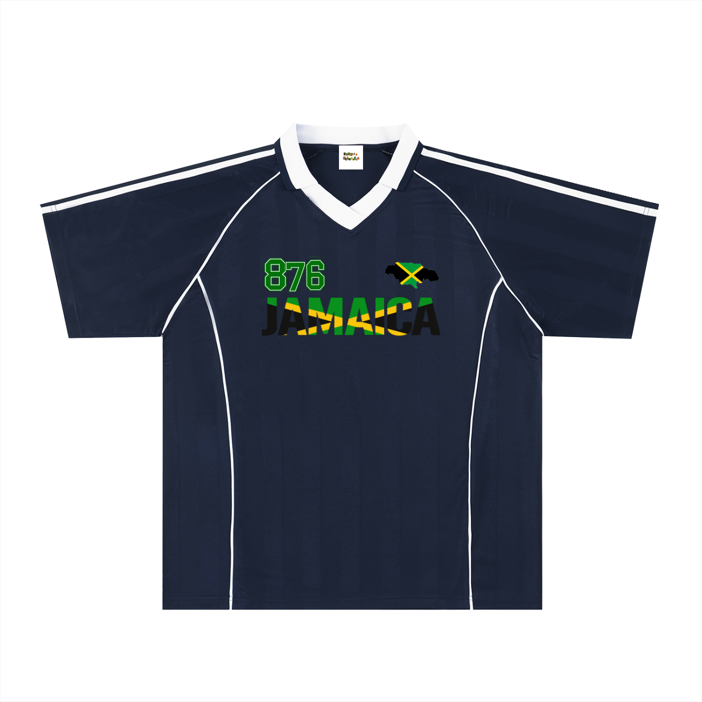 Jamaican Pride &  Flag Themed Shadow Stripe Collared Unisex Soccer Jersey