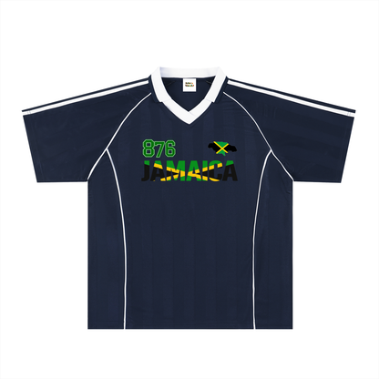 Jamaican Pride &  Flag Themed Shadow Stripe Collared Unisex Soccer Jersey