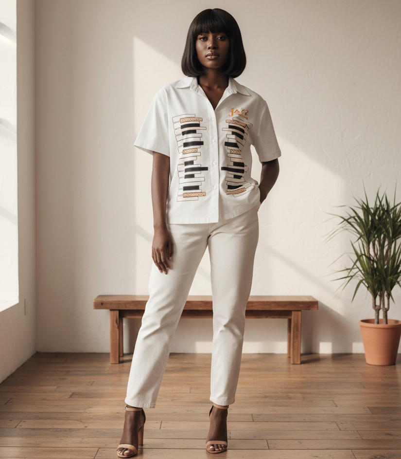 Piano Art Print Unisex Boxy Short Sleeve Shirt