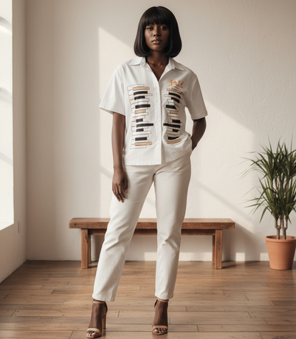Piano Art Print Unisex Boxy Short Sleeve Shirt