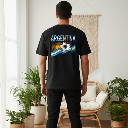 Argentina Flag Art Graphic Unisex Essential Cotton T-Shirt