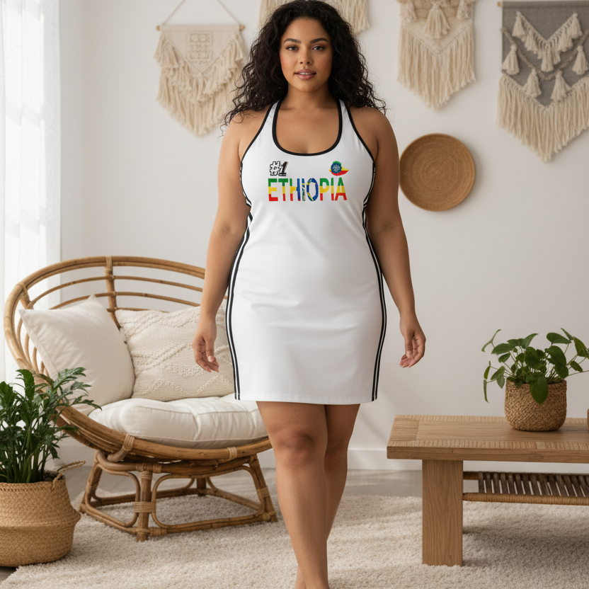 Ethiopia Flag Art Women's Binding Tight Halter Dress