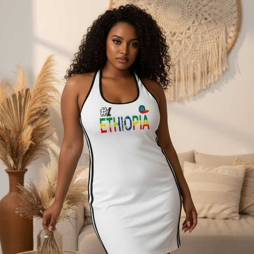Ethiopia Flag Art Women's Binding Tight Halter Dress