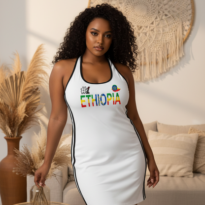Ethiopia Flag Art Women's Binding Tight Halter Dress
