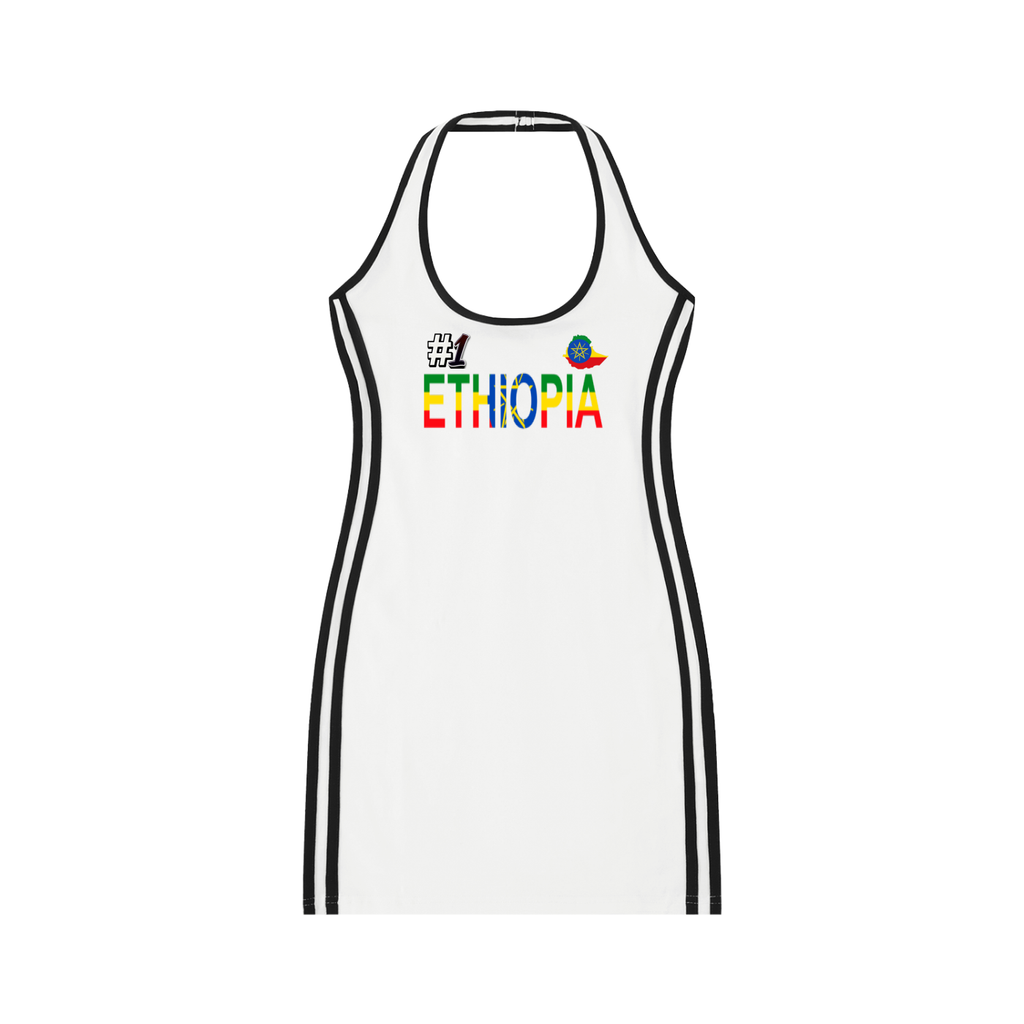 Ethiopia Flag Art Women's Binding Tight Halter Dress