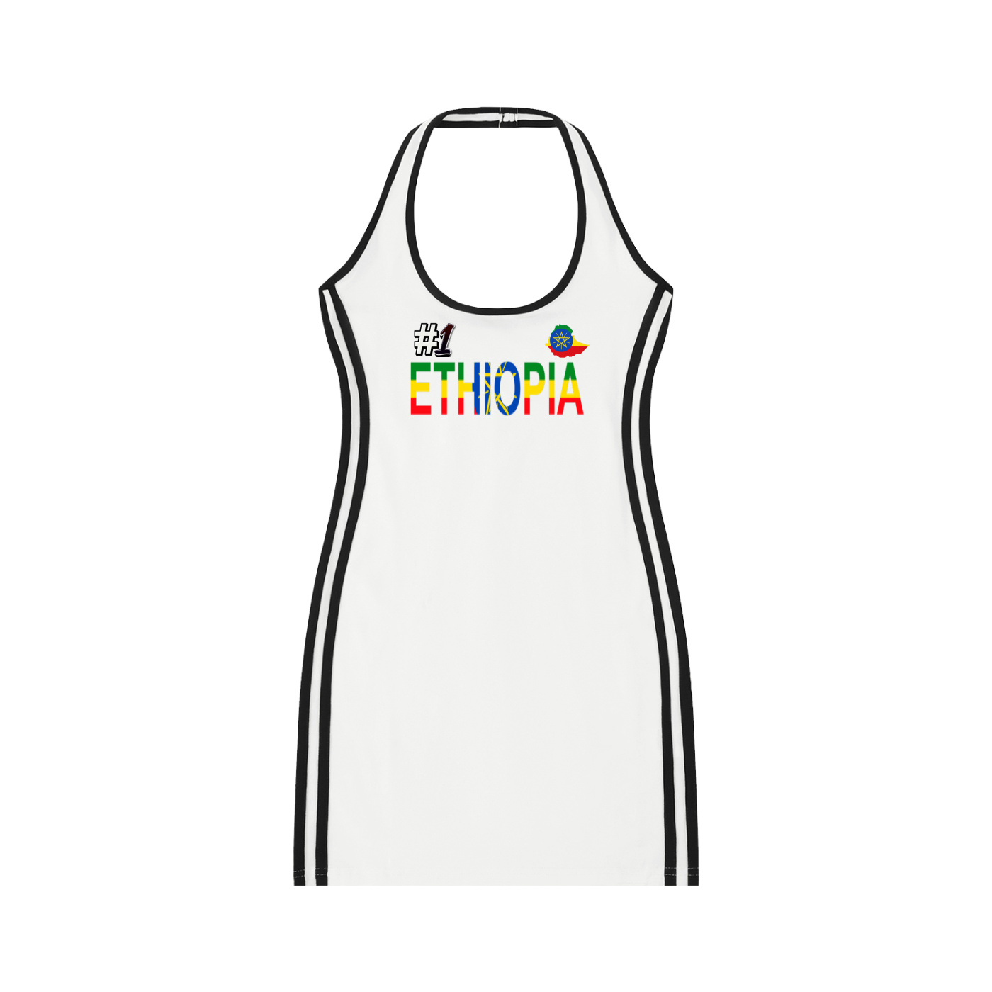 Ethiopia Flag Art Women's Binding Tight Halter Dress