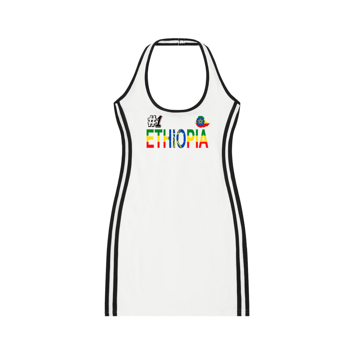 Ethiopia Flag Art Women's Binding Tight Halter Dress