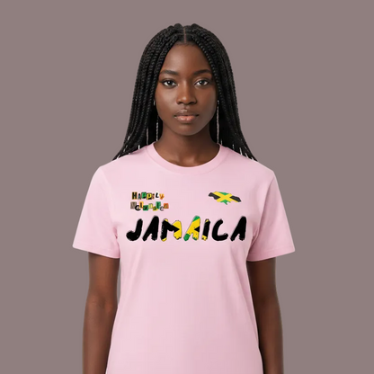 Jamaica Flag Themed Graphic Vintage Wash Cotton Unisex T-Shirt