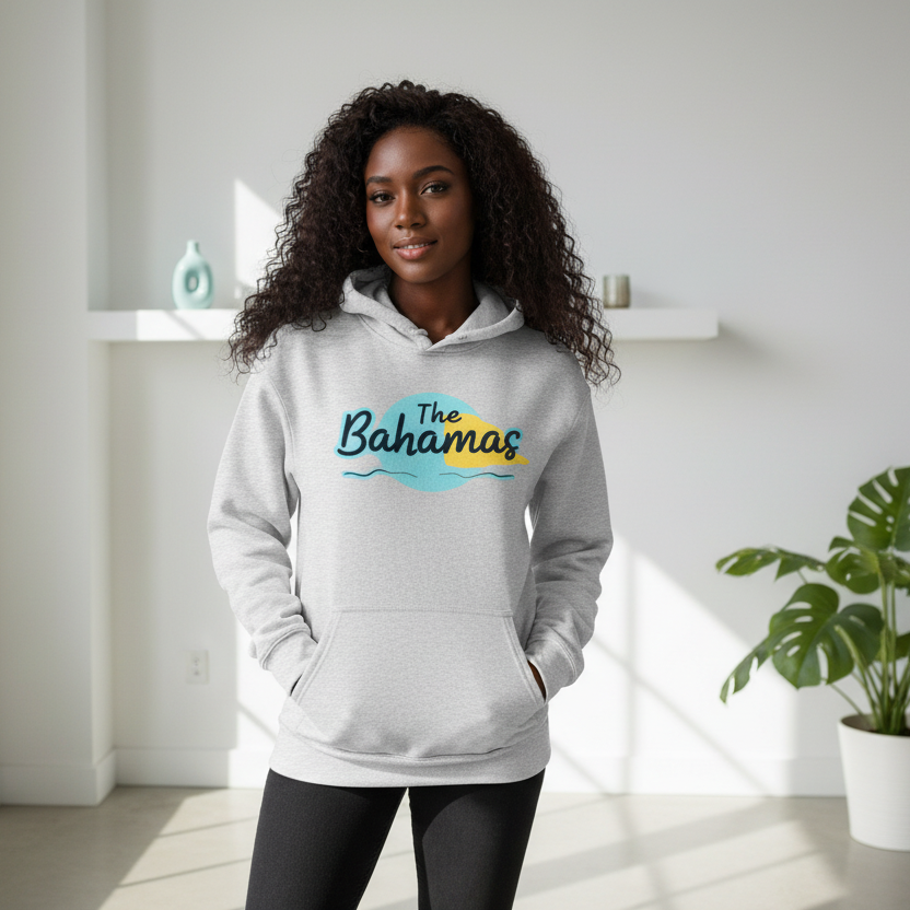 Bahamas Flag Themed Graphic Oversize Fleeced Unisex Hoodie