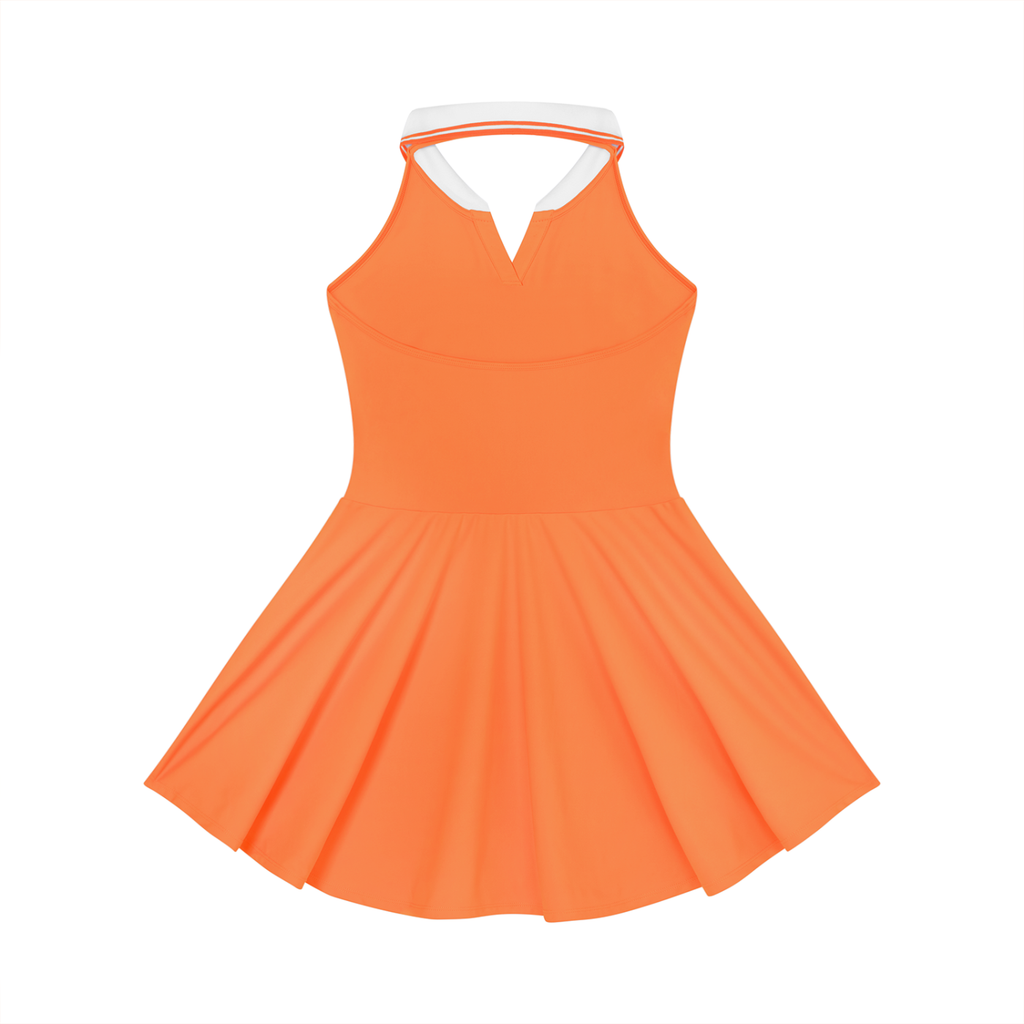 Women's Collared A-Line Tennis Dress Featuring a Spain Flag-Inspired Design