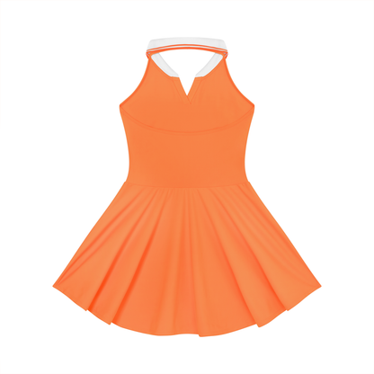 Spain Flag Themed Women's Collared Halter A-Line Tennis Dress
