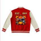 Fall and Football Themed GrahicTwo-Tone Fleeced Varsity Unisex Jacket