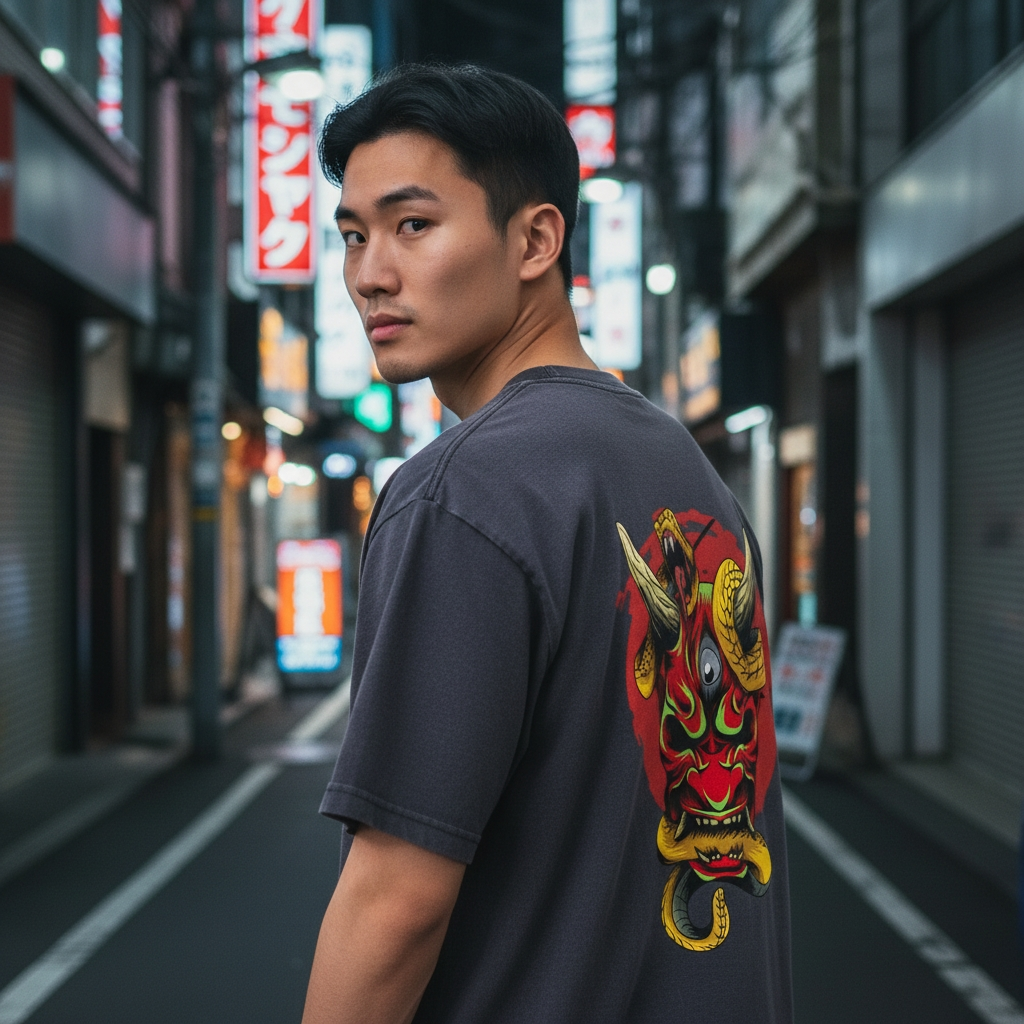Samurai Menpo Unisex Graphic Tee, Bamboo Slub Snow Washed T-Shirt ODMPOD